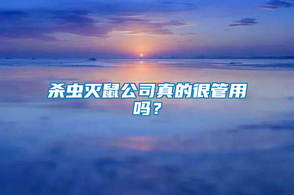 殺蟲滅鼠公司真的很管用嗎?